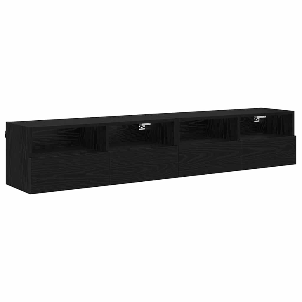 VidaXL TV Wandkasten 2 pcs Zwart Eiken 80 x 30 x 30 cm Bewerkt hout