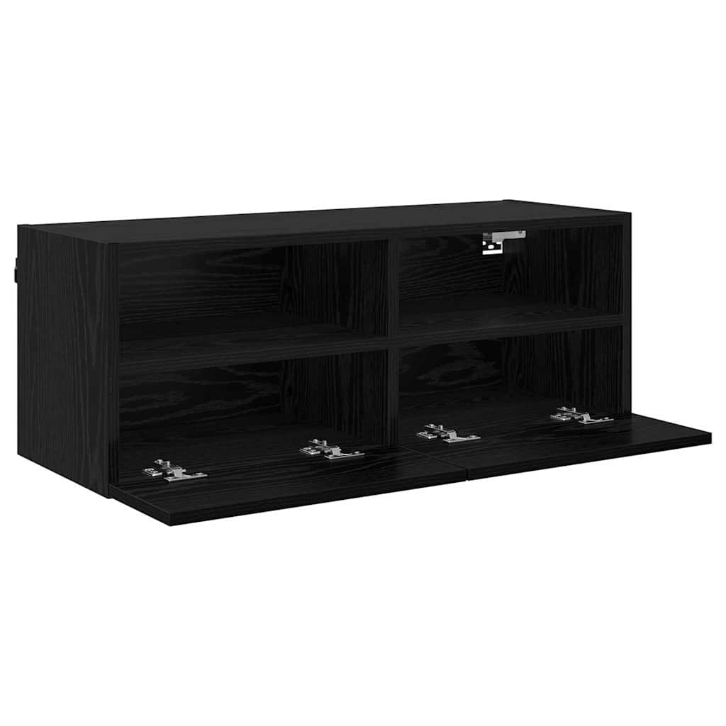 VidaXL TV Wandkast Zwart Eiken 80 x 30 x 30 cm Bewerkt hout