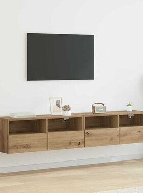 VidaXL TV Wandkasten 2 pcs Artisan Eiken 80 x 30 x 30 cm Bewerkt hout