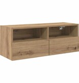 VidaXL TV Wandkasten 2 pcs Artisan Eiken 80 x 30 x 30 cm Bewerkt hout