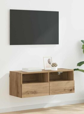 VidaXL TV Wandkast Artisan Eiken 80 x 30 x 30 cm Bewerkt hout