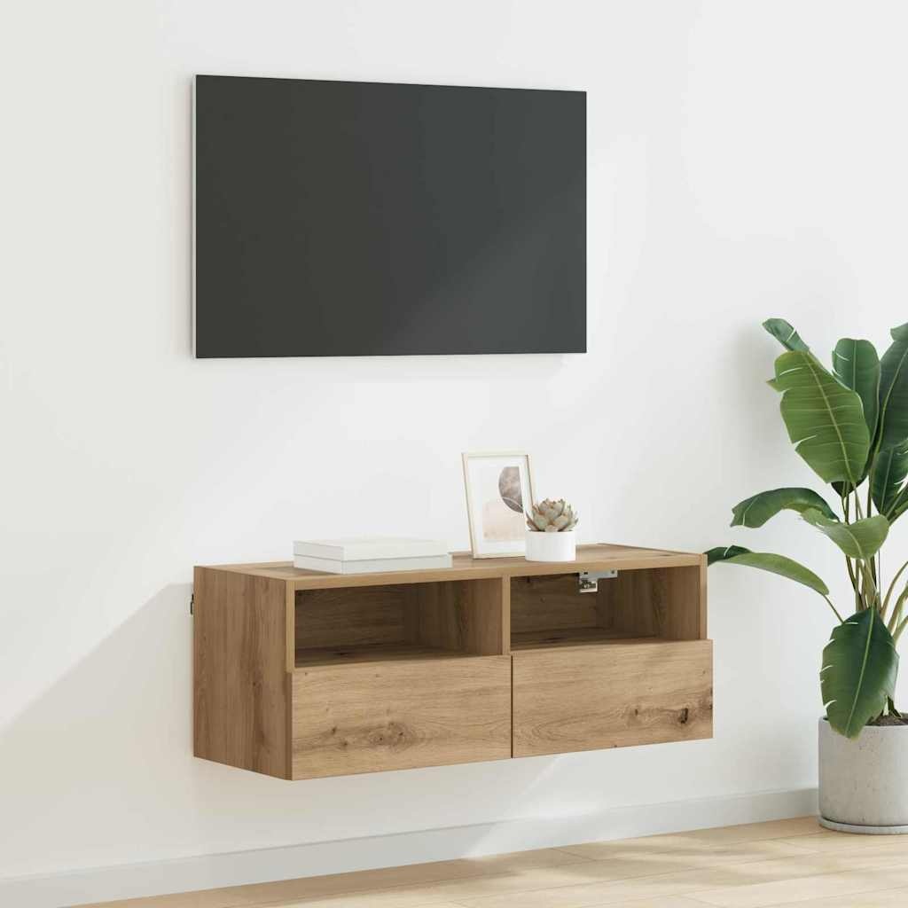 VidaXL TV Wandkast Artisan Eiken 80 x 30 x 30 cm Bewerkt hout