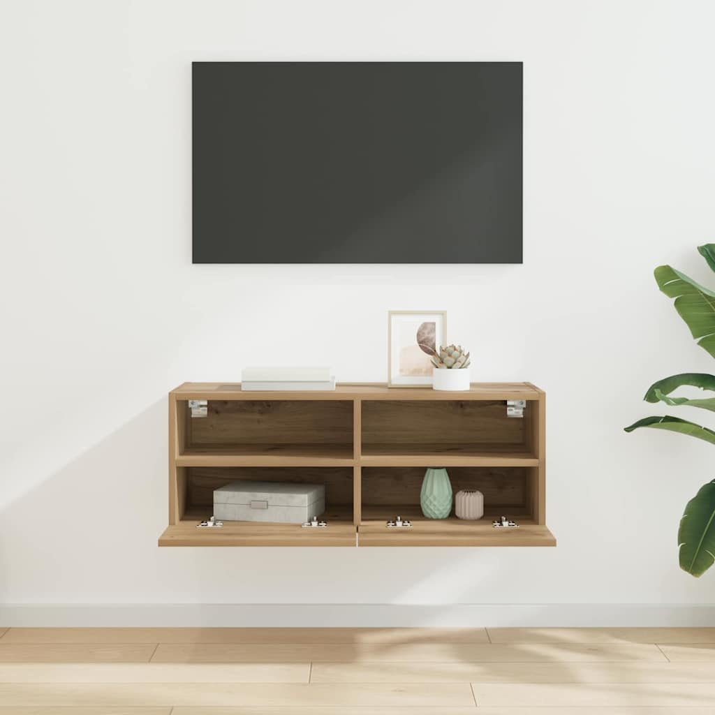 VidaXL TV Wandkast Artisan Eiken 80 x 30 x 30 cm Bewerkt hout