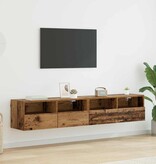VidaXL TV Wandkasten 2 pcs Oud Hout 80 x 30 x 30 cm Bewerkt hout