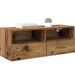 VidaXL TV Wandkasten 2 pcs Oud Hout 80 x 30 x 30 cm Bewerkt hout