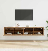 VidaXL TV Wandkasten 2 pcs Oud Hout 80 x 30 x 30 cm Bewerkt hout