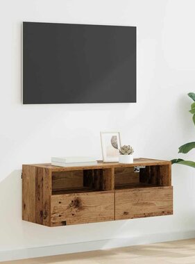 VidaXL TV Wandkast Oud Hout 80 x 30 x 30 cm Bewerkt hout