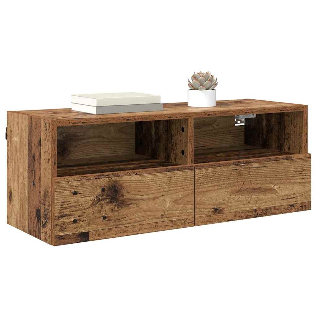 VidaXL TV Wandkast Oud Hout 80 x 30 x 30 cm Bewerkt hout