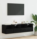 VidaXL TV Wandkasten 2 pcs Zwart Eiken 60 x 30 x 30 cm Bewerkt hout