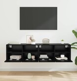 VidaXL TV Wandkasten 2 pcs Zwart Eiken 60 x 30 x 30 cm Bewerkt hout