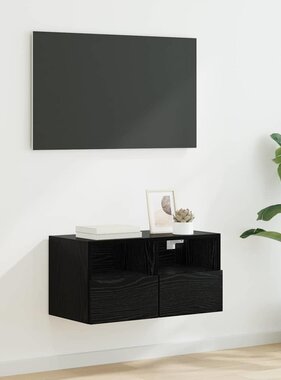 VidaXL TV Wandkast Zwart Eiken 60 x 30 x 30 cm Bewerkt hout