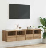 VidaXL TV Wandkasten 2 pcs Artisan Eiken 60 x 30 x 30 cm Bewerkt hout