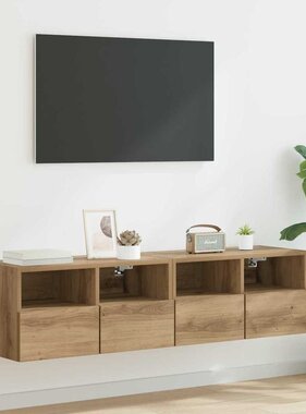 VidaXL TV Wandkasten 2 pcs Artisan Eiken 60 x 30 x 30 cm Bewerkt hout