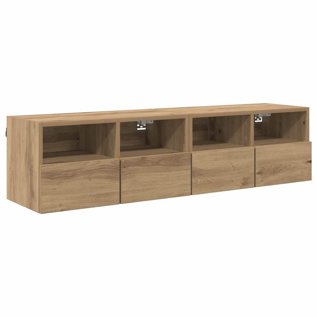 VidaXL TV Wandkasten 2 pcs Artisan Eiken 60 x 30 x 30 cm Bewerkt hout