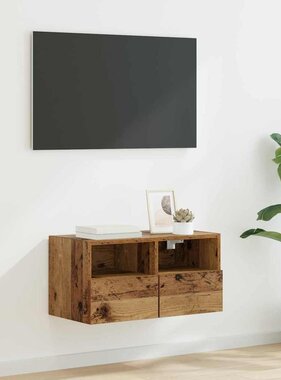 VidaXL TV Wandkast Oud Hout 60 x 30 x 30 cm Bewerkt hout