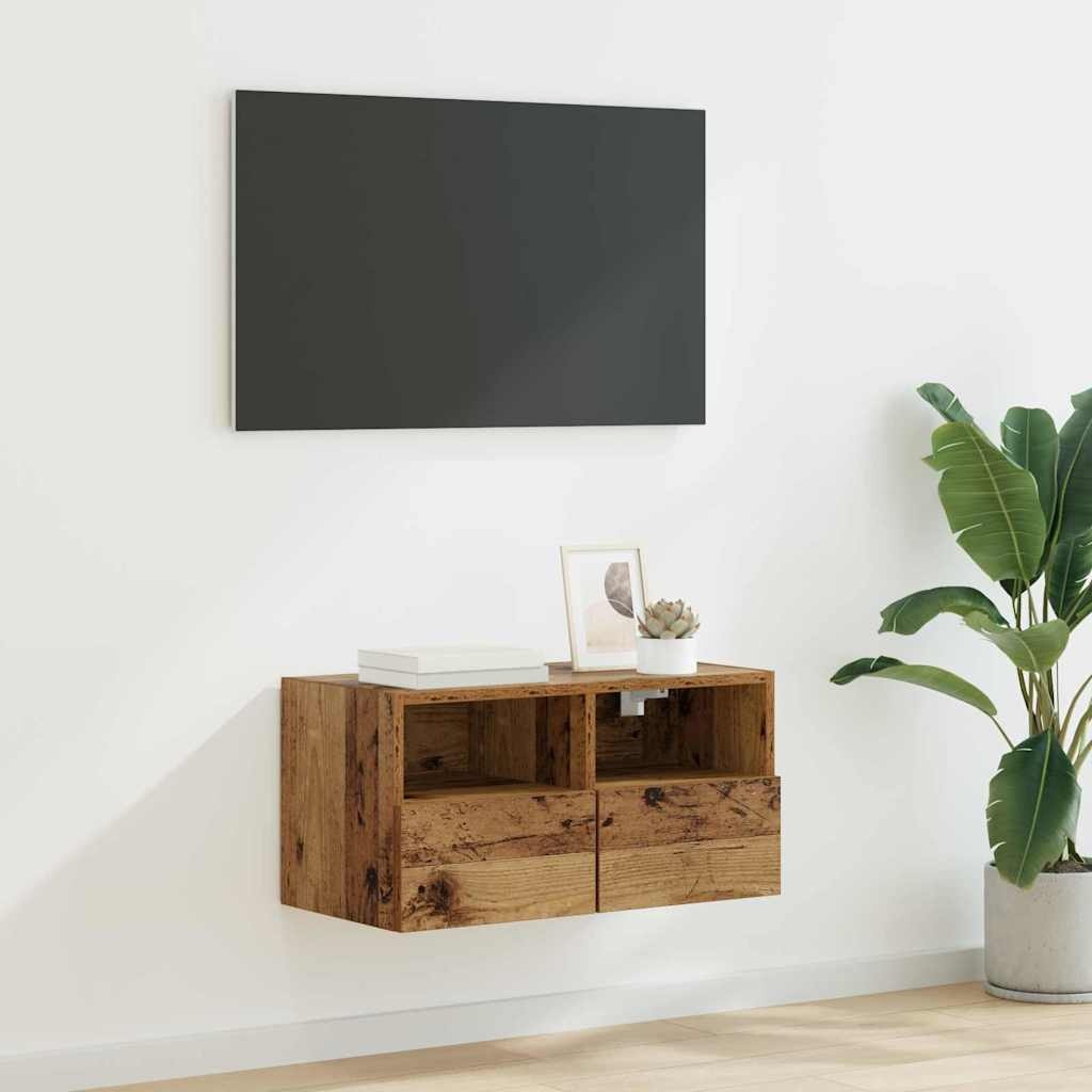 VidaXL TV Wandkast Oud Hout 60 x 30 x 30 cm Bewerkt hout