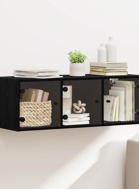 VidaXL Wandkast Zwart Eiken 102 x 37 x 35 cm Bewerkt hout