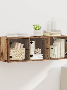 VidaXL Wandkast Wandgemonteerd Oud Hout 102 x 37 x 35 cm Bewerkt hout