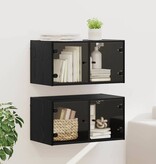 VidaXL Wandkasten 2 pcs Zwart Eiken 68 x 37 x 35 cm Bewerkt hout