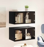 VidaXL Wandkasten 2 pcs Zwart Eiken 68 x 37 x 35 cm Bewerkt hout