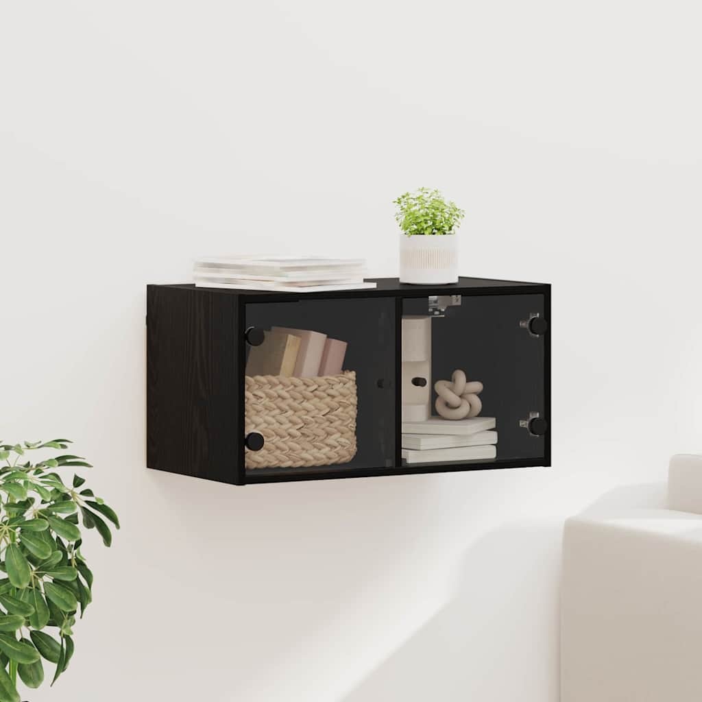 VidaXL Wandkast Zwart Eiken 68 x 37 x 35 cm Bewerkt hout