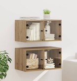 VidaXL Wandkasten 2 pcs Artisan Eiken 68 x 37 x 35 cm Bewerkt hout