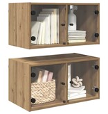 VidaXL Wandkasten 2 pcs Artisan Eiken 68 x 37 x 35 cm Bewerkt hout