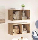 VidaXL Wandkasten 2 pcs Artisan Eiken 68 x 37 x 35 cm Bewerkt hout