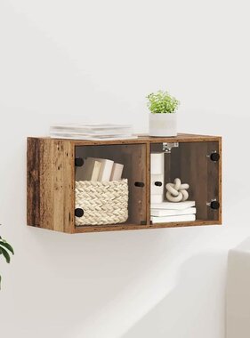 VidaXL Wandkast Wandgemonteerd Oud Hout 68 x 37 x 35 cm Bewerkt hout