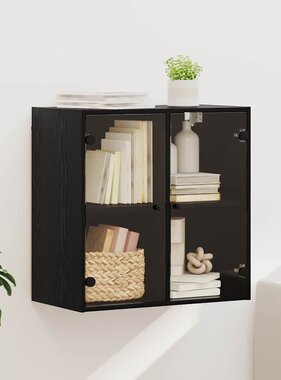 VidaXL Wandkast Zwart Eiken 68 x 37 x 68,5 cm Bewerkt hout