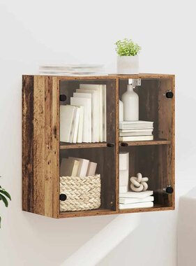 VidaXL Wandkast Wandgemonteerd Oud Hout 68 x 37 x 68,5 cm Bewerkt hout