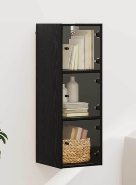 VidaXL Wandkast Zwart Eiken 35 x 37 x 102 cm Bewerkt hout