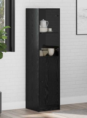 VidaXL Highboard Zwart Eiken 35 x 37 x 142 cm Bewerkt hout