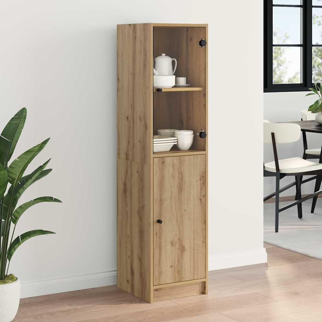 VidaXL Highboard Artisan Eiken 35 x 37 x 142 cm Bewerkt hout