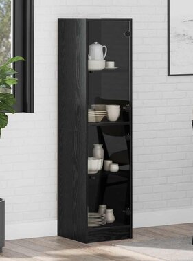 VidaXL Highboard Zwart Eiken 35 x 37 x 142 cm Bewerkt hout