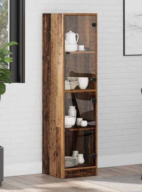 VidaXL Highboard Oud Hout 35 x 37 x 142 cm Bewerkt hout