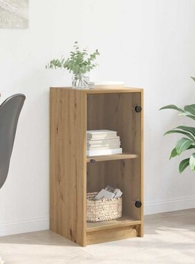 VidaXL Dressoir artisanaal eikenkleurig 35 x 37 x 76 cm Bewerkt hout