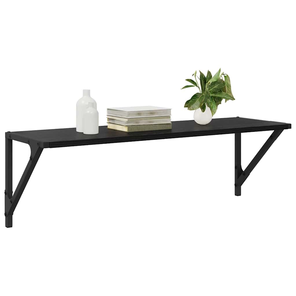 VidaXL Wandplanken 2 pcs Zwart Eiken 80 x 25 x 25,5 cm Bewerkt hout