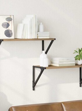 VidaXL Wandplanken 2 pcs Artisan Eiken 60 x 25 x 25,5 cm Bewerkt hout