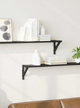 VidaXL Wandplanken 2 pcs Zwart Eiken 80 x 15 x 15,5 cm Bewerkt hout