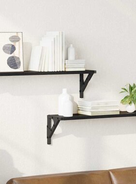 VidaXL Wandplanken 2 pcs Zwart Eiken 60 x 15 x 15,5 cm Bewerkt hout