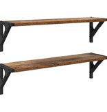 VidaXL Wandplanken 2 pcs Oud Hout 60 x 15 x 15,5 cm Bewerkt hout