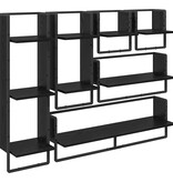 VidaXL Wandplankenset 6 pcs Zwart Eiken 100 x 25 x 30 cm Bewerkt hout