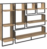 VidaXL Wandplankenset met plank 6 pcs Artisan Eiken 100 x 25 x 30 cm