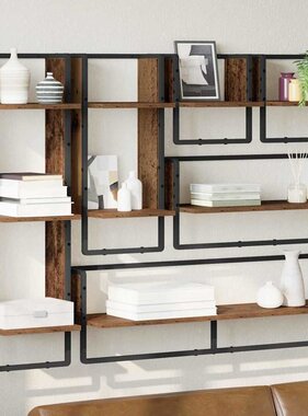 VidaXL Wandplankenset 6 pcs Oud Hout 100 x 25 x 30 cm Bewerkt hout