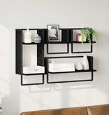 VidaXL Wandplankenset 4 pcs Zwart Eiken 65 x 25 x 30 cm Bewerkt hout
