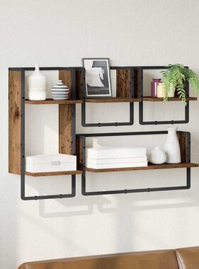 VidaXL Wandplankenset 4 pcs Oud Hout 65 x 25 x 30 cm Bewerkt hout