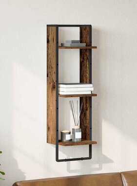 VidaXL Wandplank met plank Oud Hout 30 x 25 x 100 cm Bewerkt hout