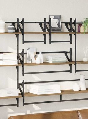 VidaXL Wandplankenset met plank 6 pcs Artisan Eiken 100 x 25 x 30 cm