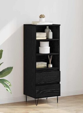 VidaXL Highboard met lade Zwart Eiken 40 x 36 x 110 cm Bewerkt hout
